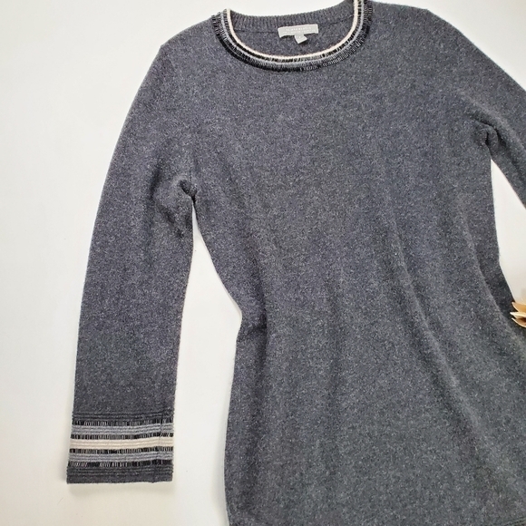 Neiman Marcus Cashmere Gray Beaded Cashmere Sweater Dress S - Picture 10 of 15